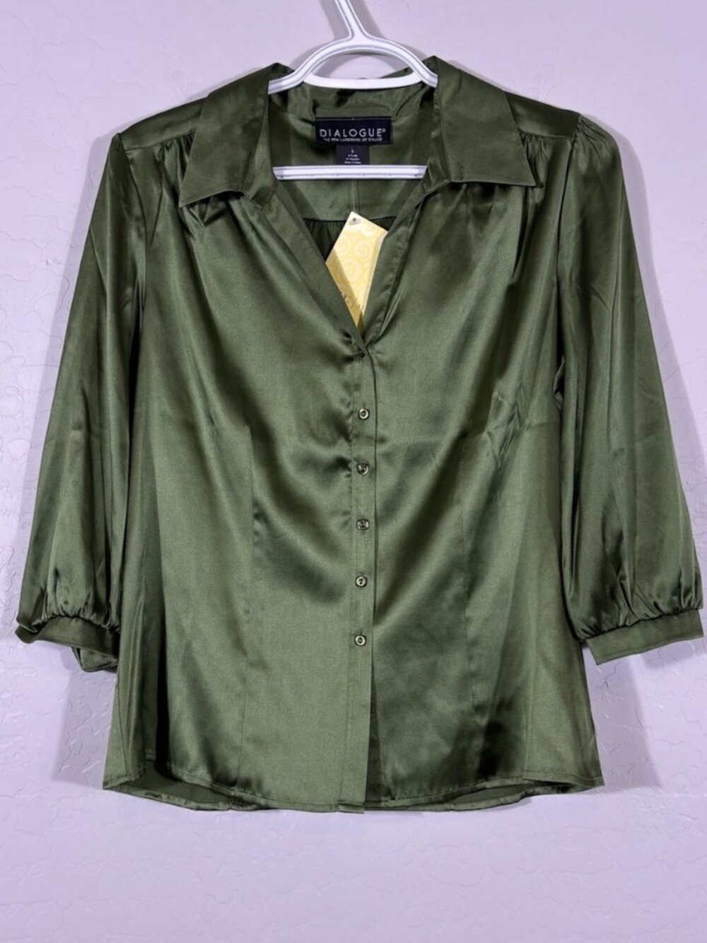 Vintage Y2K 100% Silk Button Down top Ethereal Green Whimsigoth Fairy NWT